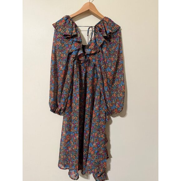 For Love & Lemons Brittany Floral Print Boho Long Sleeve Midi Dress NWT XS - Picture 9 of 11